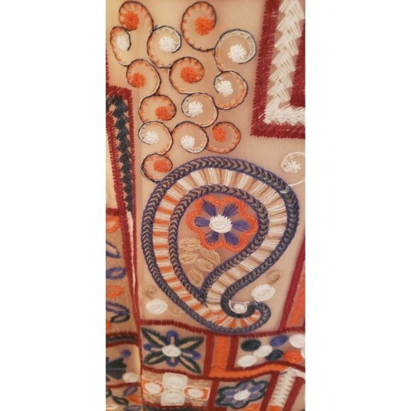 NWT SAM EDELMAN EMBROIDERED STRAPPY SHEATH NUDE MULTI COLOR DRESS SIZE 10 - Picture 5 of 10